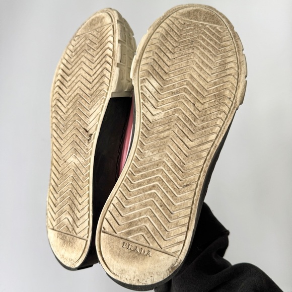 PRADA Canvas Colorblock Pattern Wedge Sneakers in Pink - Picture 7 of 8